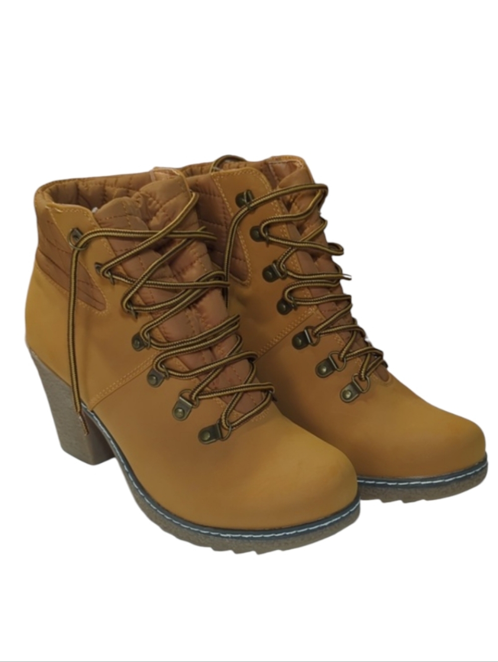 Nature Breeze Lace Up Heeled Boots Camel Brown Size 10